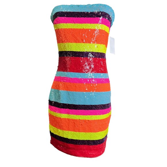Ramy Brook Dresses & Skirts - Ramy Brook Winnie Strapless Sequin Mini Dress Size 4 NWT | Multicolor Rainbow